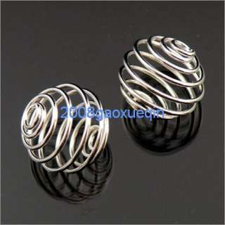 20Pcs Silver Plated Lantern Spring Bead Cages 15mm C102  