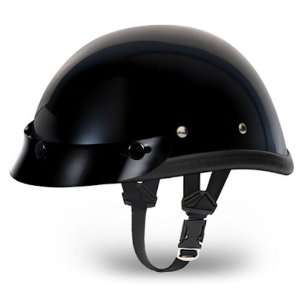   Eagle Gloss Black Skull Cap Novelty Motorcycle Half Helmet with Visor