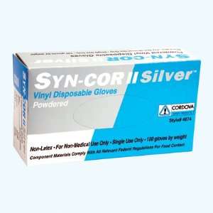  Syn Cor II Silver Vinyl Powdered Disposable Gloves(QTY 