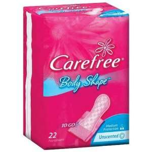 Carefree To Go Body Shaped Pantiliners, Unscented, 22 Count Packages 