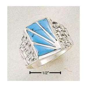  STERLING SILVER MENS TURQUOISE SUNBURST RING Jewelry