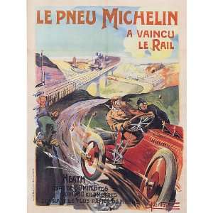 CAR RACE AUTOMOBILE MICHELIN TIRES PNEU FRENCH SMALL VINTAGE POSTER 