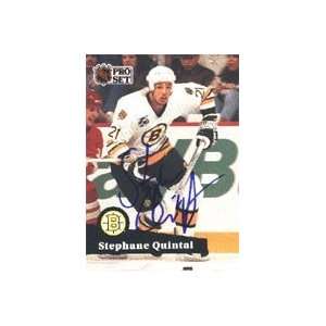  Stephane Quintal, Boston Bruins, 1991 Pro Set Autographed 