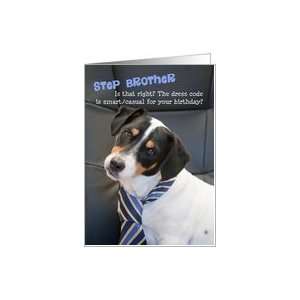 Step Brother in Law Birthday Card   Dog Wearing Smart Tie   Humorous 