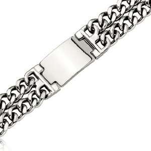  Steel Double Curb Chain ID Bracelet Jewelry