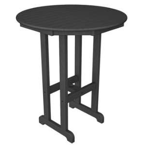 Polywood La Casa Cafe 36 Inch Round Bar Height Dining Table Slate Gray