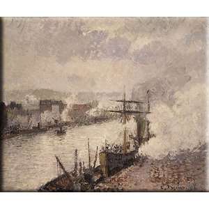 Steamboats in the Port of Rouen 16x13 Streched Canvas Art by Pissarro 