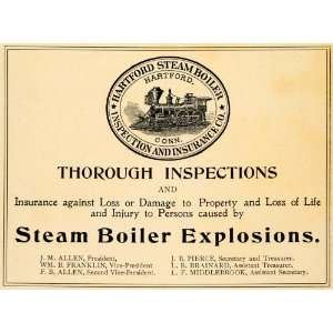 1899 Ad Hartford Steam Boiler Inspection Insurance Co   Original Print 