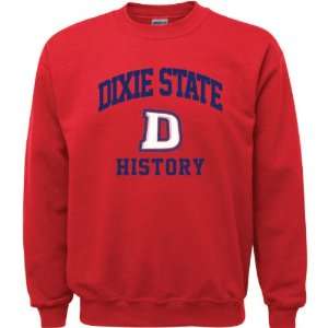  Dixie State Red Storm Red Youth History Arch Crewneck 
