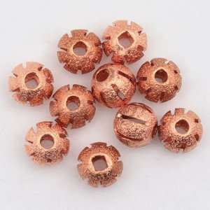  Copper 7x8mm Stardust Slits Round Metal Beads (10 