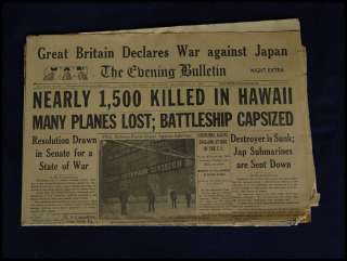WW11 December 8 1941 Newspaper World War Declared 11  