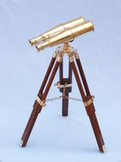 Brass Binocular on wood stand 8 Nautical Decor  