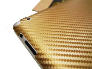 iPad 2 Back Protector Sticker Carbon Fiber Gold  