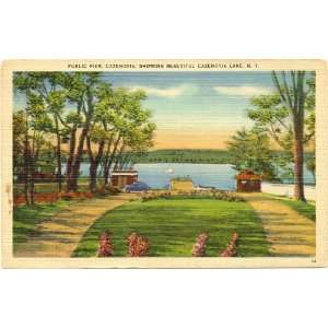   Postcard Public Pier and Lake Cazenovia New York 