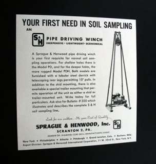 Sprague & Henwood Pipe Driving Winch 1960 print Ad  