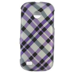  Hard Snap on Shield RUBBERIZED With PURPLE PLAID CHECKERED 