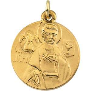    14K Yellow Gold St. John The Evangelist Medal Pendant Jewelry