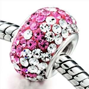  Clear & Pink Crystal Shine European Bead Fits Pandora 