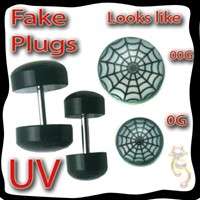 Fake Spider Web Plugs Gothic Cheater Like 0g 16g 1.2mm  