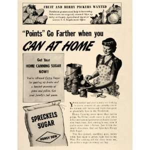 1943 Ad Spreckels Honey Dew Sugar Home Canning WWII   Original Print 