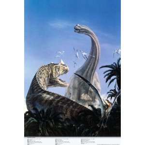  Ceratosaurus vs Brachiosaurus Poster