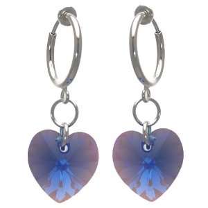  Cerceau Valentine Silver Sapphire AB Heart Clip On 