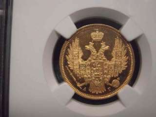 RUSSIA, GOLD 5 ROUBLES, 1848, NGC MS63 PL, RARE BEAUTY  