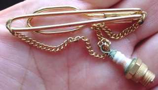Vintage 1940 50s Gold Mini Champion Spark Plug Tie Bar Clasp Made in 