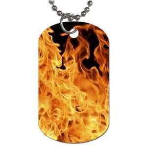  Fire flames Dog Tag with 30 chain necklace Great Gift 