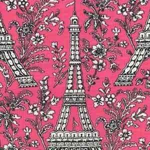  Michael Miller Eiffel Tower Pink Fabric Arts, Crafts 