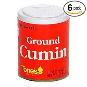 Tones Ground Cumin, .60 Ounce Containers (Pack of 6)  