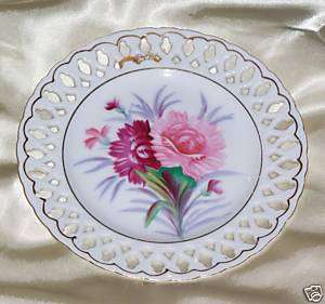 OCCUPIED JAPAN VINTAGE FLOWER PLATE HAND PAINTED  