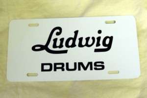Vintage Ludwig 60s Drum Logo License Plate   White  