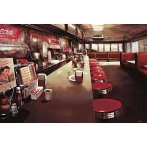  Diner in Manhattan by Luigi Rocca. Size 31.50 inches width 