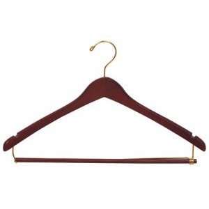  Wooden Curved Suit Hangers Walnut/Brass Finish Box of 100 