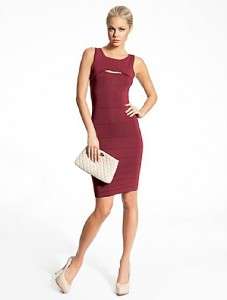 NEW MARCIANO GUESS CELIA CUT OUT DRESS STRETCH BODYCON BURGANDY S, M 