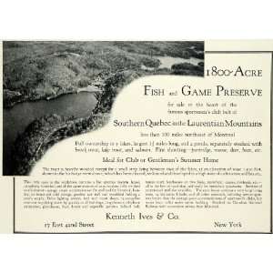  1929 Ad Kenneth Ives Realty Fish Game Hunting Preserve Southern 