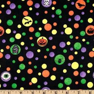  44 Wide Batty Halloween Bubble Dots Black Fabric By The 