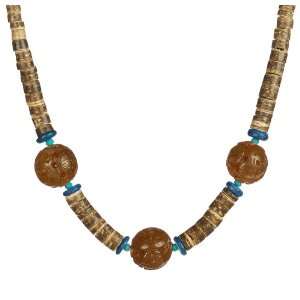   Serpentine, Blue Coco Rondell, 2mm Turquoise Rondell Necklace, 18