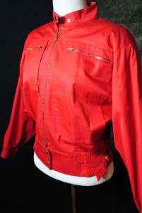 Rare Vintage Escada Coat Red Bomber Size 8 EUC  