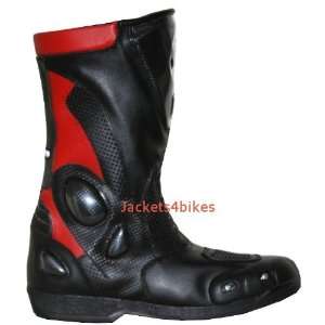    NEW MENS LEATHER MOTORCYCLE BOOTS w/ SLIDERS RED 8 Automotive
