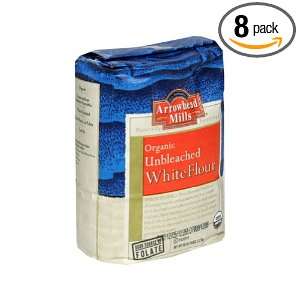 Arrowhead Mills Flour White Enriched Unbleached, 5 pounds (Pack of8 