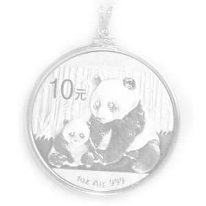  Sterling Silver 1 oz 2012 Panda Plain Coin Bezel Pendant 