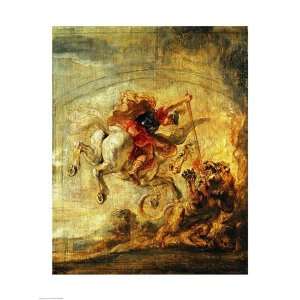  Bellerophon Riding Pegasus Fighting the Chimaera   Poster 