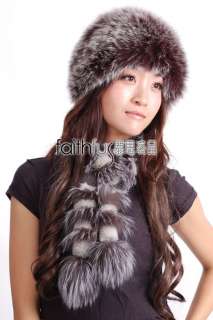 Knitted Real Fox Fur Hat Cap Chapeau  
