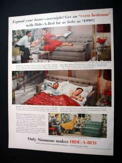 Simmons Hide A Bed Sofa Sleeper 1952 print Ad  