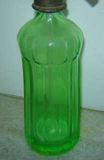 ANTIQUE 1930s GREEN GLASS SODA SIPHON SELTZER BOTTLE MARKED  