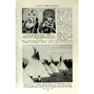  c1920 CANADA INDIANS WIGWAMS PAPOOSES CHIPPEWAY FAMILY 