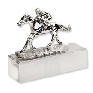  Silver plated Horse and Jockey Crystal Award Jewelry