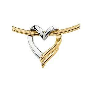   Gold/White 27 X 22.50Mm Two Tone Heart Slide On 18 Omega Chn Jewelry
